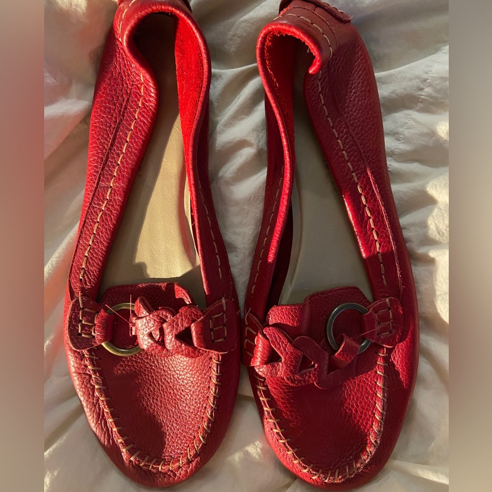 Vintage Red Faux leather Flats 12